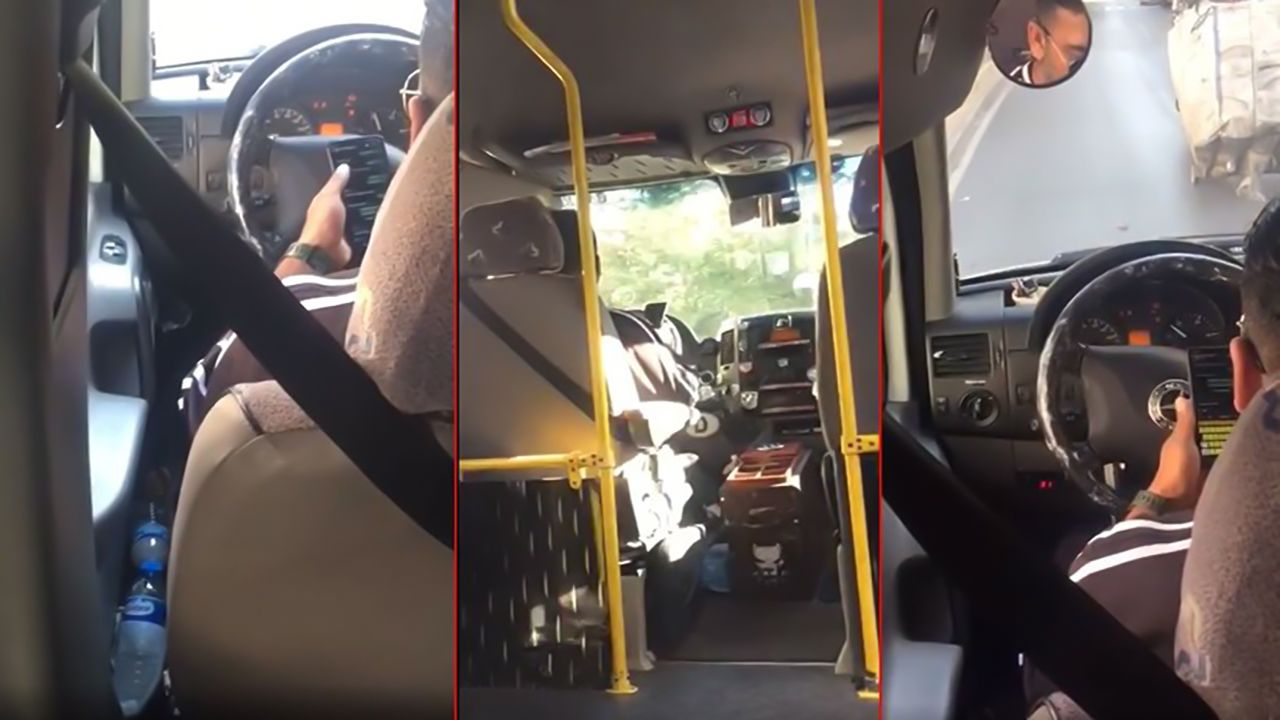 İstanbul Beylikdüzü'nde bir minibüs şoförü seyir halinde sürekli mesajlaşıp, yolcuları tersledi