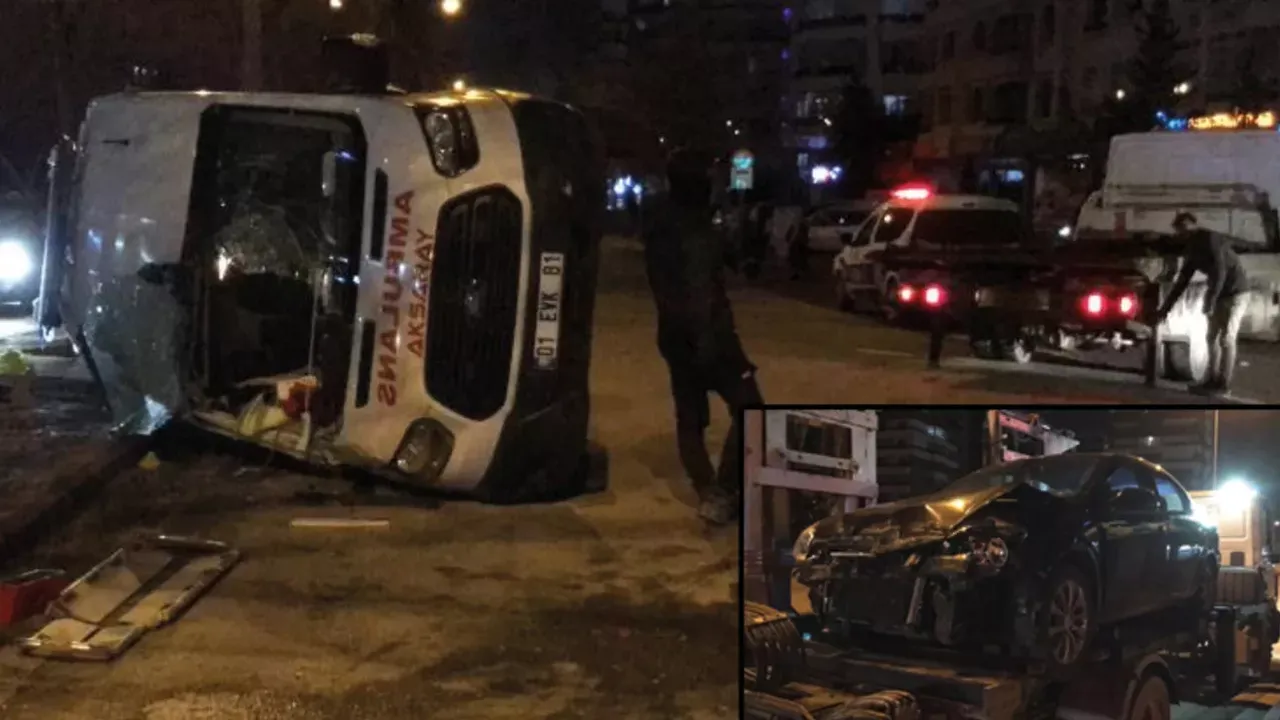 Konya'da Ambulans ile otomobil çarpıştı! 3'ü sağlık görevlisi 4 yaralı