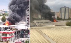 İstanbul Beylikdüzü'nde Bir İş Yerinin Çatısı Alev Alev Yandı