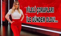Sunucu Hande Sarıoğlu fileli çorapla şov yaptı!