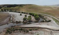 Sular 20 metre çekildi ve eski Kars - Ardahan karayolu ortaya çıktı