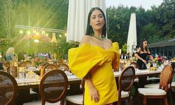 Hazal Kaya sarı elbiseli göğüs dekoltesiyle Instagram'a damga vurdu!