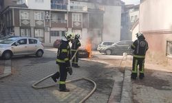 Denizli'de park halindeki araçta yangın çıktı