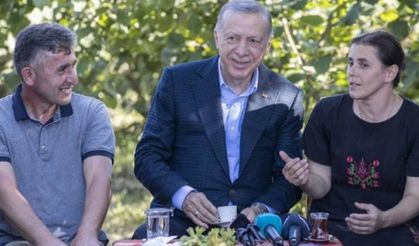 Cumhurbaşkanı Erdoğan fındık bahçesinde vatandaşlarla bir araya geldi