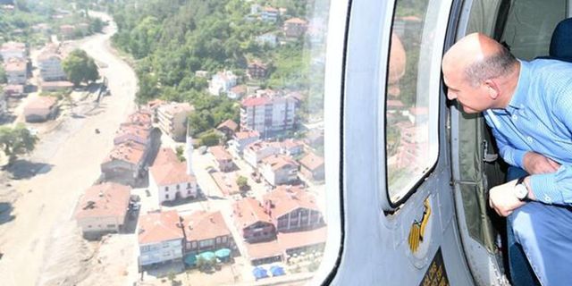 Bakan Soylu Bozkurt’ta helikopterle incelemelerde bulundu