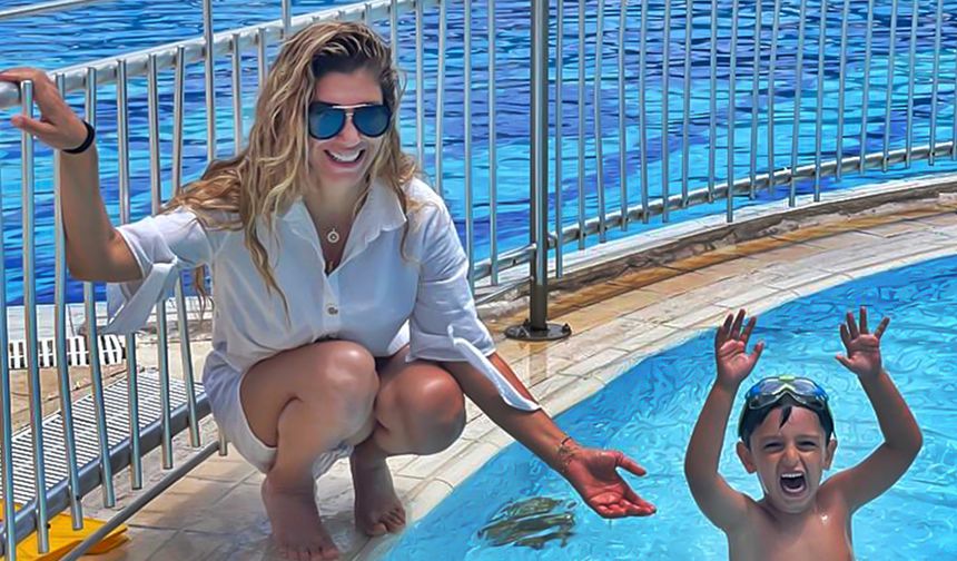 Nadide Sultan oğlu Kaan ile birlikte soluğu Bodrum Torba'da aldı!