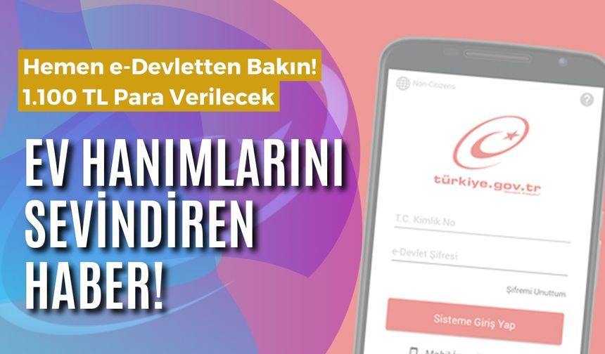 Ev hanımlarını sevindiren haber! Hemen e-Devletten bakın! 1.100 TL para verilecek