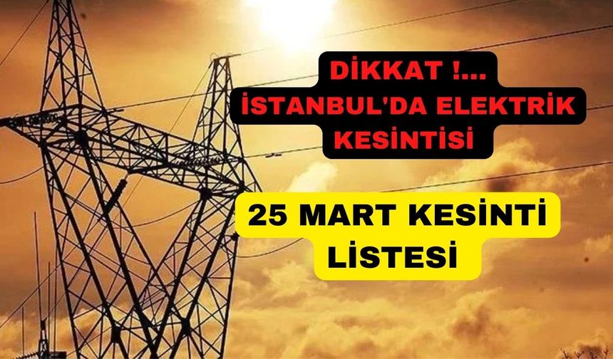 Bedaş duyurdu! İstanbul'da 25 Mart Cumartesi Elektrik Kesintisi