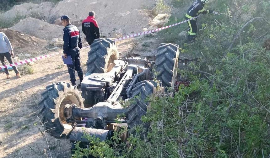 Denizli'de devrilen traktörün sürücüsü yaşamını yitirdi