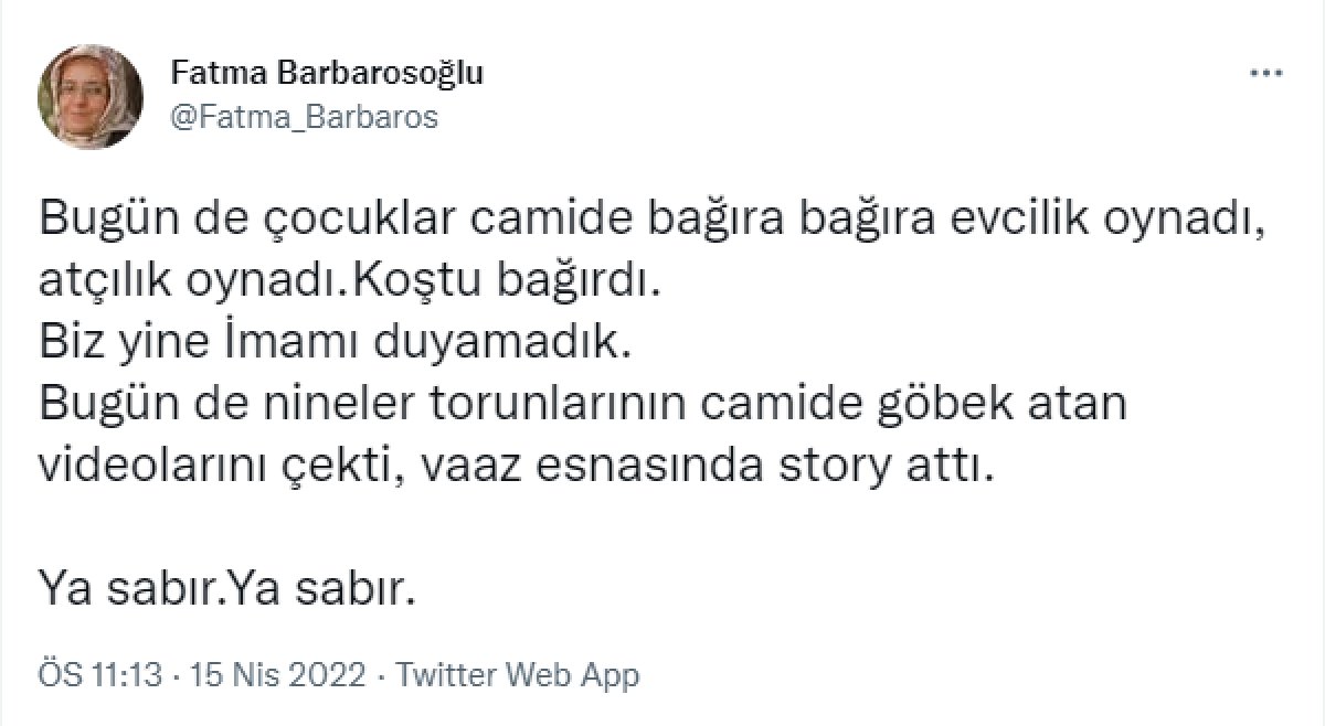 Fatma Barbarosoğlu tweet