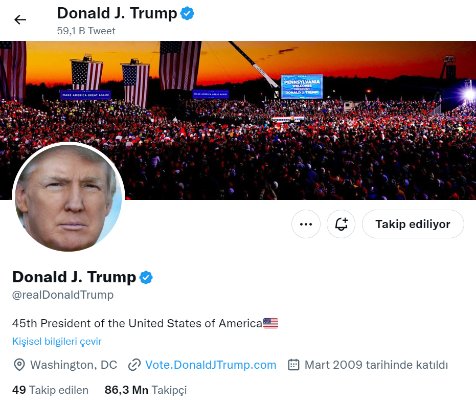 Donald Trump Twitter Profil