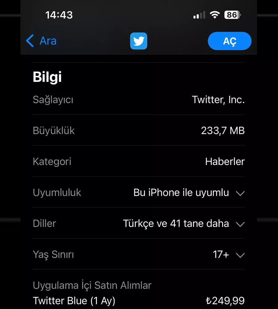 Twitter Blue Türkiye 1
