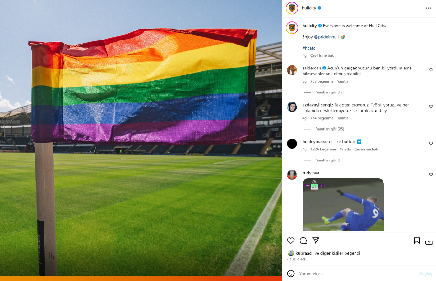 Hull City LGBT Paylaşımı