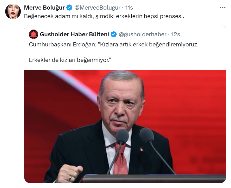 Merve Boluğur Recep Tayyip Erdoğan Açıklama