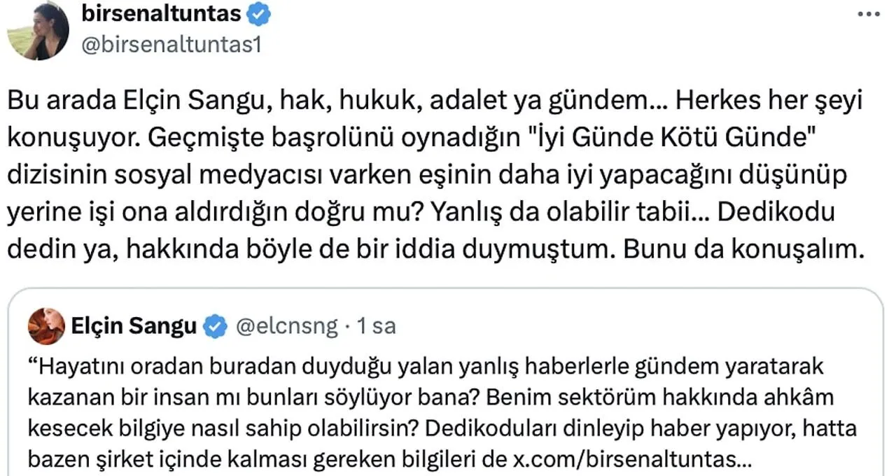 Elçin Sangu Bir Sen Altuntaş Tartışması 1